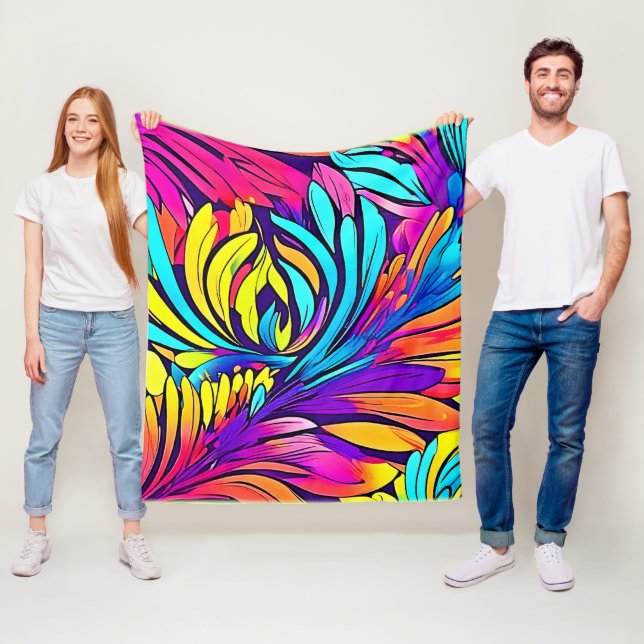 Manta Polar Floral de abstracto vibrante (In situ)