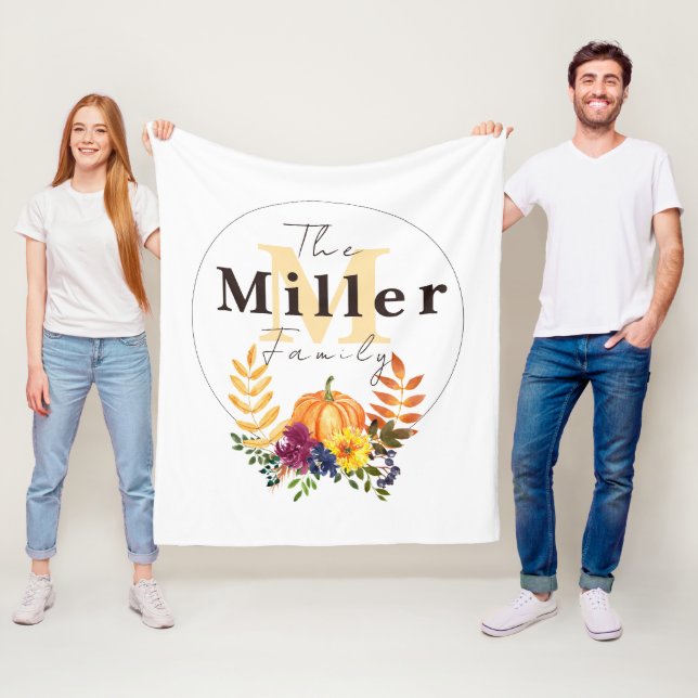 Manta Polar Floral de calabaza personalizada (In situ)