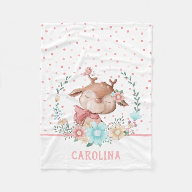 Manta Polar Floral de ciervo cutáneo reversible (Anverso)