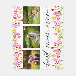 Manta Polar Floral de Collage de fotos en el Día de la Madre