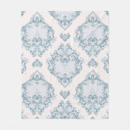 Manta Polar Floral de Damasco azul y blanco