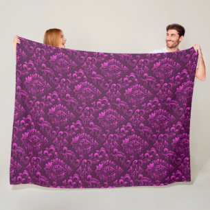Manta Polar Floral de damasco rosa de lujo