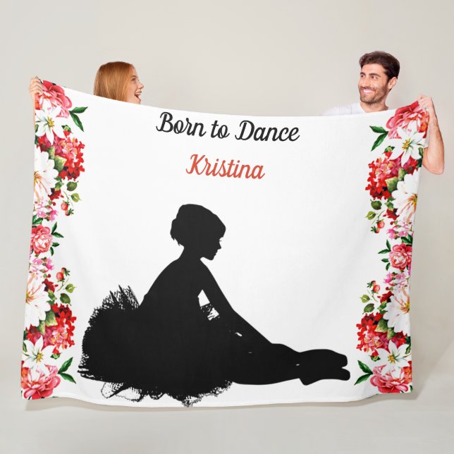 Manta Polar Floral de danza "Nacida para bailar" personalizada (In situ)