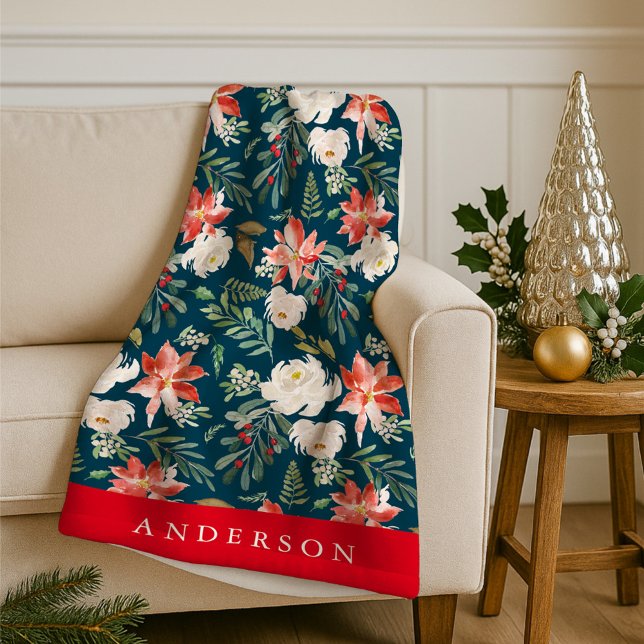 Manta Polar Floral de invierno | Festividad personalizada (Subido por el creador)