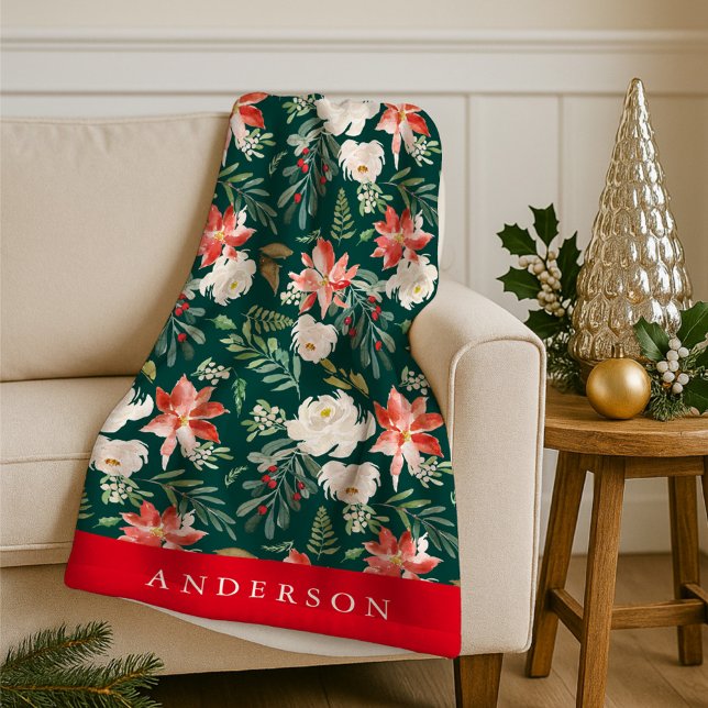 Manta Polar Floral de invierno | Festividad personalizada (Subido por el creador)
