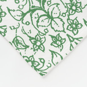 Manta Polar Floral de Moda decorativa blanca verde perenne