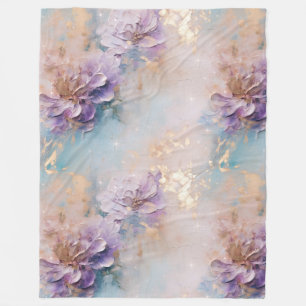 Manta Polar Floral de oro y azul púrpura femenino