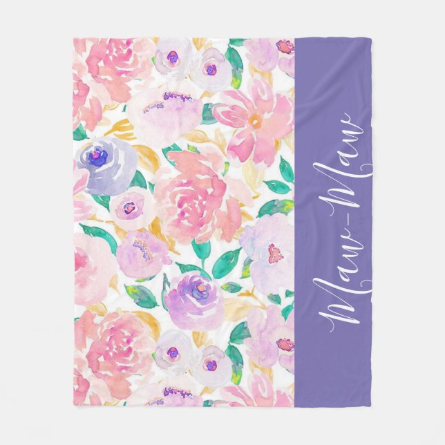Manta Polar Floral de personalizable (Anverso)