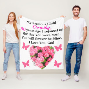 Manta Polar FLORAL DE ROPA DE bonito PERSONALIZADA 90º CUMPLEA