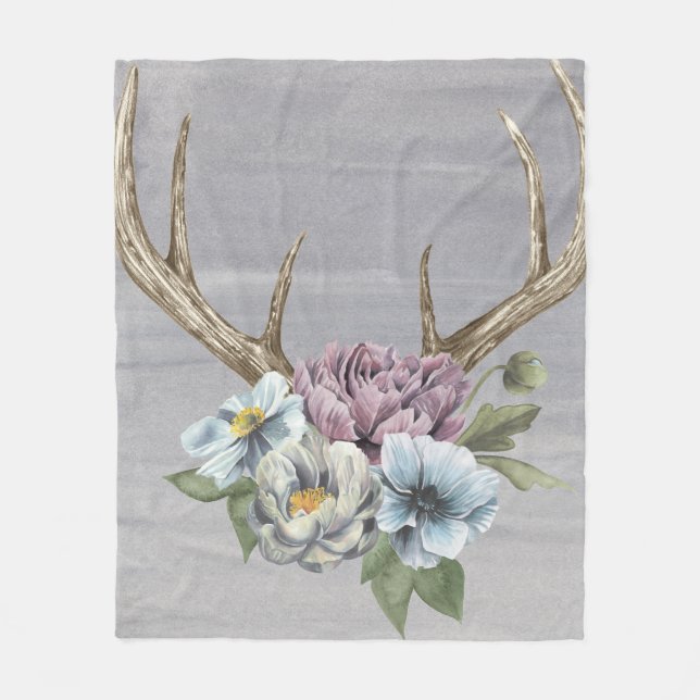 Manta Polar Floral Deer Antlers (Anverso)