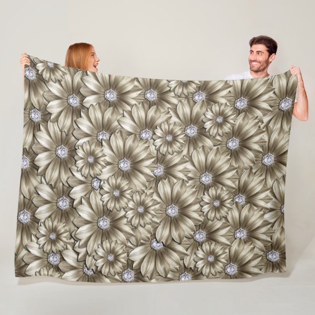 Manta Polar Floral Diamonds Fleece Blanket (In situ)