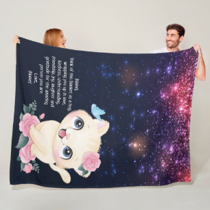 Manta Polar Floral espacio gato galaxia parquear letra Persona