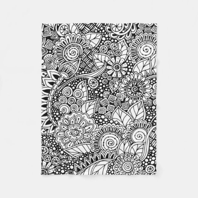 Manta Polar Floral étnico inspirado (Anverso)