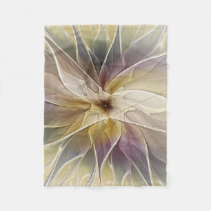 Manta Polar Floral Fantasía Oro berenjena Resumen Arte Fractal