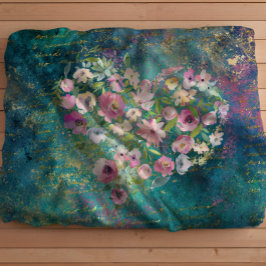 Manta Polar Floral Heart Gold Romantic Handwriter