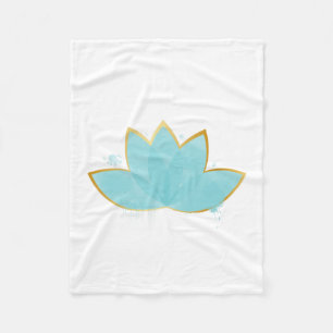 Manta Polar Floral Lotus acuarela Seafoam Blue & Faux Gold