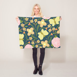 Manta Polar Floral, Mariposa Y Glamour Elegante Sin Precedente