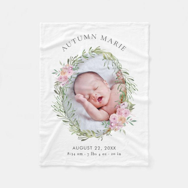 Manta Polar Floral Meadow Stats Baby Blanket (Anverso)