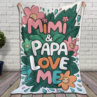 Manta Polar Floral Mimi y papá me aman