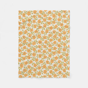 Manta Polar Floral Naranja Retro 70s