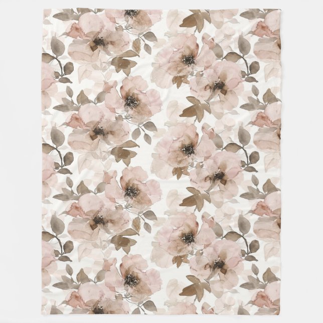 Manta Polar Floral occidental rosa tan floral (Anverso)
