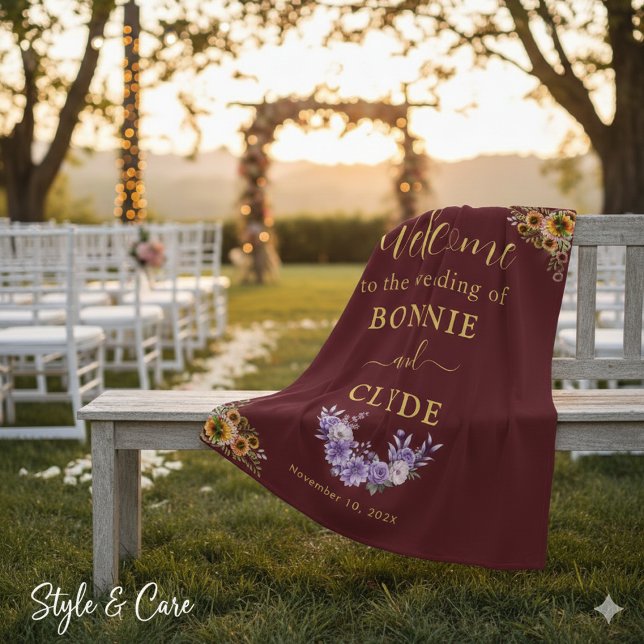 Manta Polar Floral on Maroon Wedding Welcome 50"x60" size (Floral on Maroon Wedding Welcome 50x60 size Fleece Blanket)
