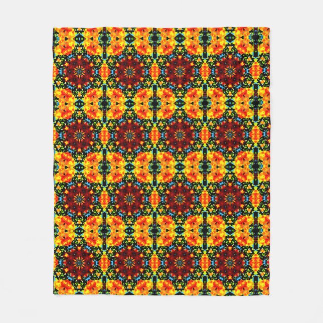 Manta Polar Floral Orange (Anverso)