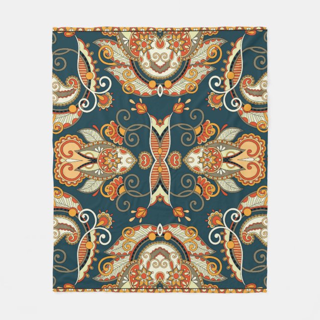 Manta Polar Floral Paisley Bandanna: Ornamento Tradicional (Anverso)