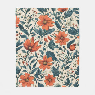 Manta Polar Floral Pattern of Vibrant Orange Flowers
