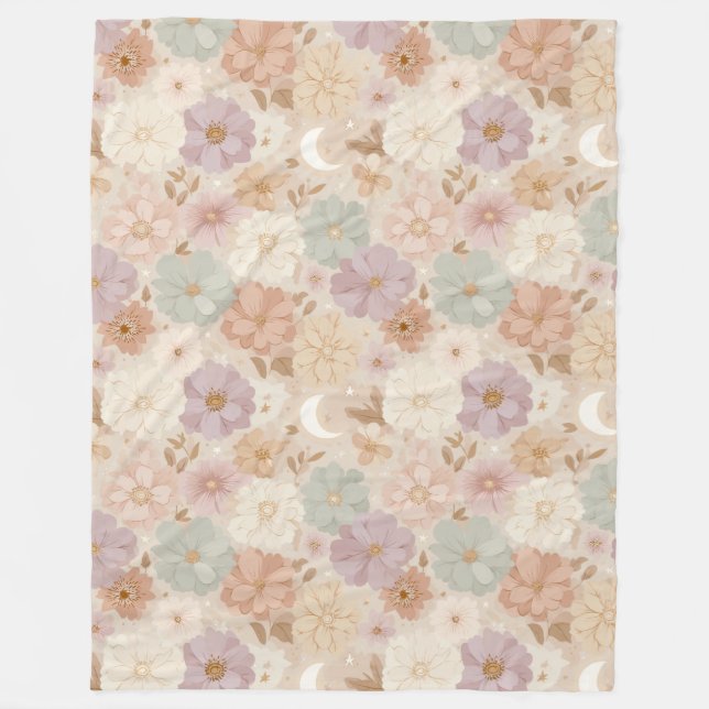 Manta Polar Floral Prado Celestial (Anverso)