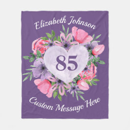 Manta Polar Floral Purple 85th Birthday Blanket para mujeres