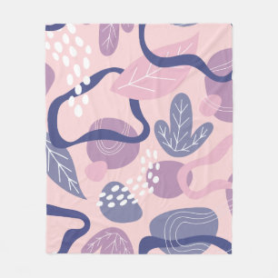 Manta Polar Floral púrpura minimalista