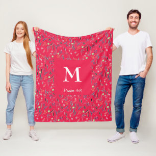 Manta Polar FLORAL Raspberry   MONOGRAM   Cristiano