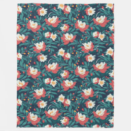 Manta Polar Floral roja y blanca