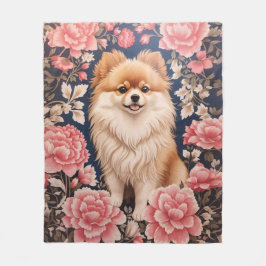 Manta Polar Floral rosa de perro de Pomerania