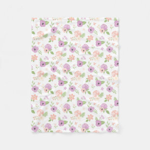 Manta Polar Floral Rosado Púrpura Floración Verdor 