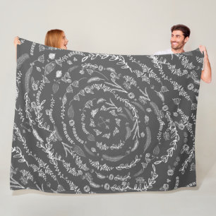 Manta Polar Floral rústica Garland Folk Art Pattern Fleece