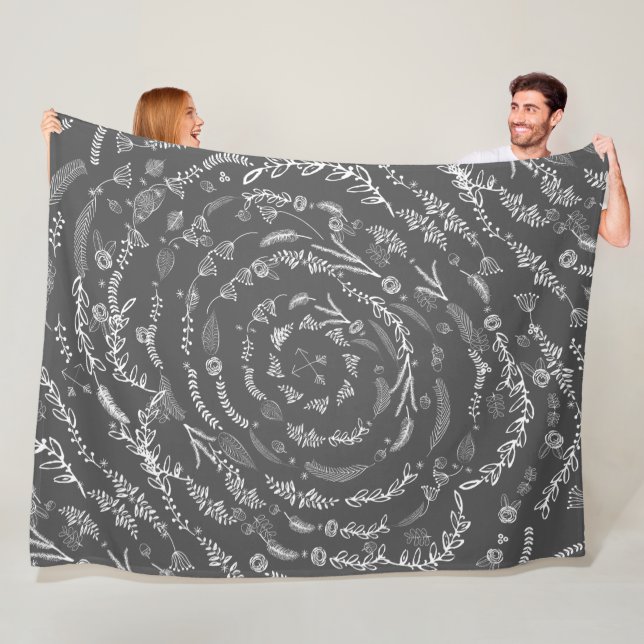 Manta Polar Floral rústica Garland Folk Art Pattern Fleece (In situ)