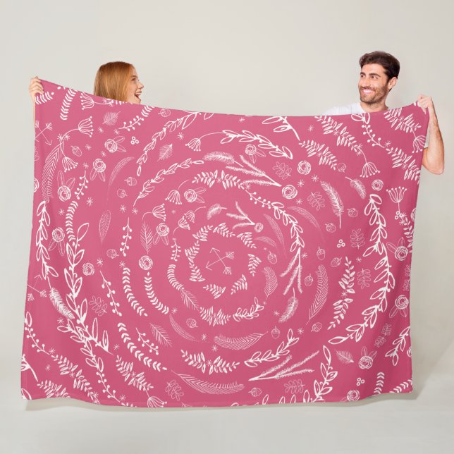 Manta Polar Floral rústica Garland Folk Art Pattern Fleece (In situ)