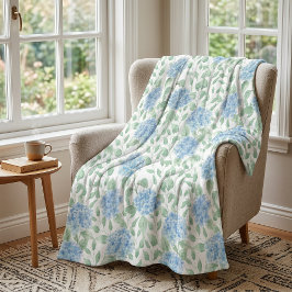 Manta Polar Floral Silvestre Acuarela Azul Verde