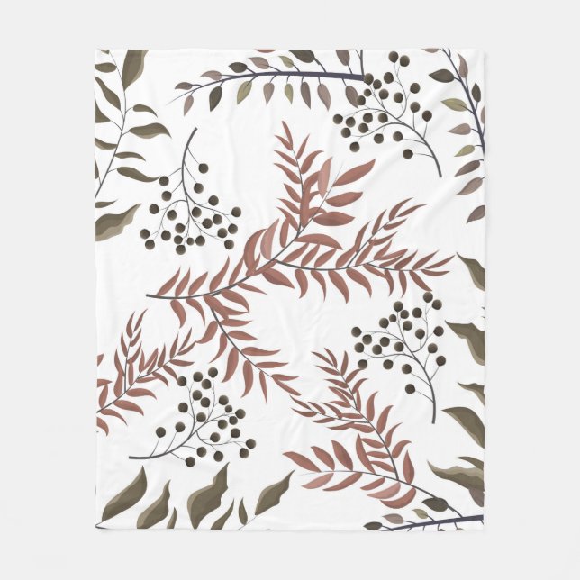 Manta Polar Floral Tan Earthy Design Fleece Blanket (Anverso)