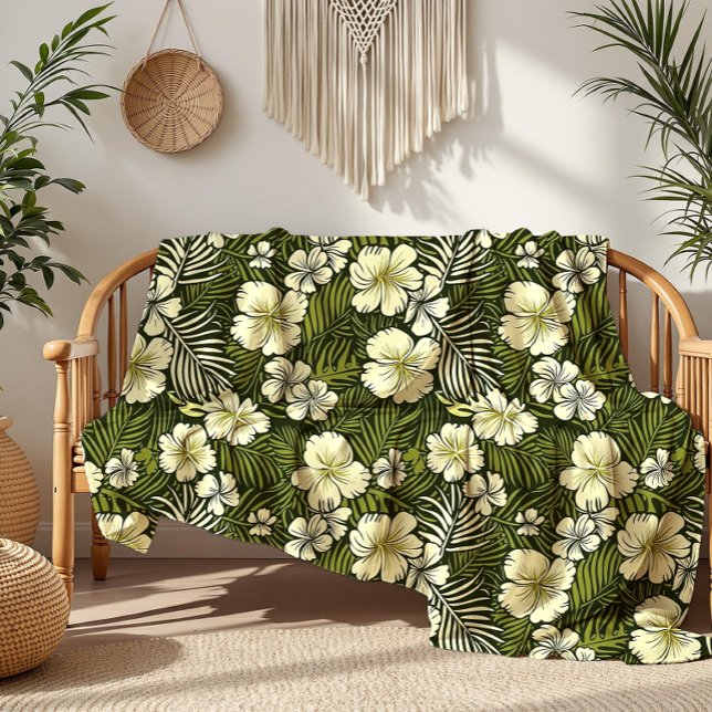 Manta Polar Floral tropical amarilla y verde (Subido por el creador)