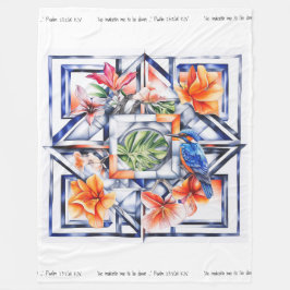 Manta Polar Floral Tropical, Botánico con Pájaro