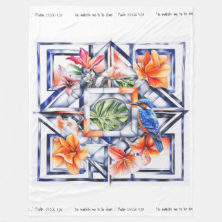 Manta Polar Floral Tropical, Botánico con Pájaro