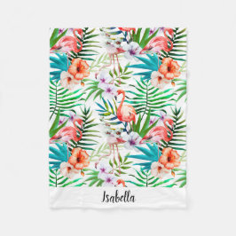 Manta Polar Floral tropical del flamenco rosado personalizado