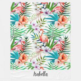 Manta Polar Floral tropical del flamenco rosado personalizado