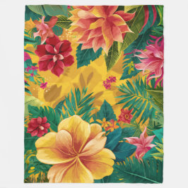 Manta Polar Floral tropical, floros radiantes y follaje exuber