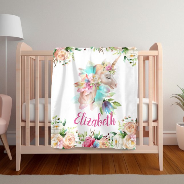 Manta Polar Floral Unicorn Chica Blanket (Subido por el creador)