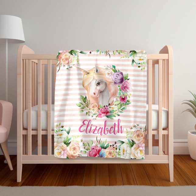 Manta Polar Floral Unicorn Chica Blanket (Subido por el creador)
