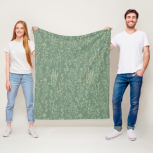 Manta Polar Floral verde